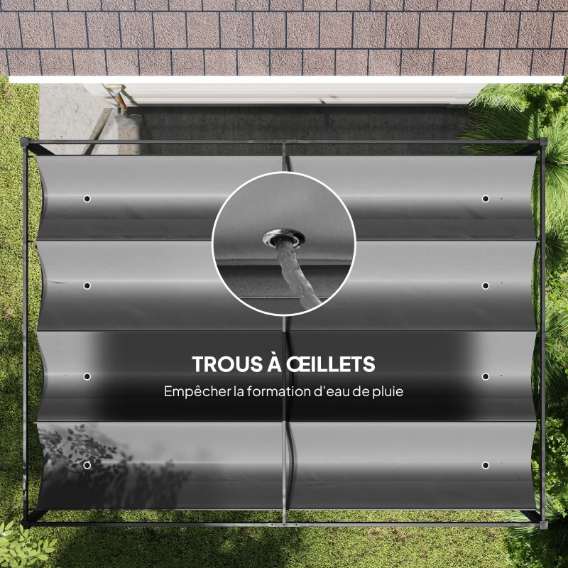 Outsunny Pergola coulissante Pergola rétractable 4 x 3 m structure métal époxy anticorrosion toile polyester 180 g/m² gris foncé