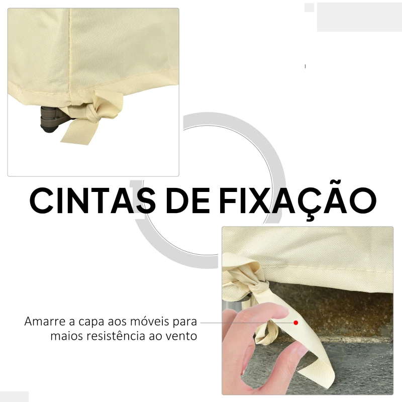 Outsunny Capa Protetora para Banco 2 Lugares Capa Protetora de Móveis Impermeável Exterior Jardim Proteção contra Chuva e Sol 140x84x56/94cm Creme