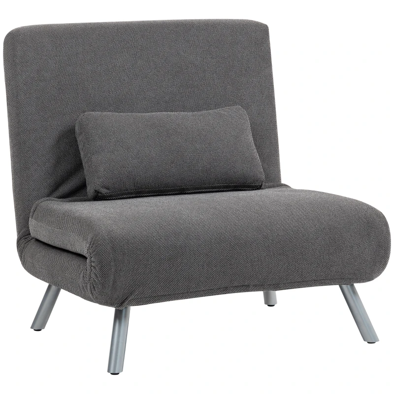 HOMCOM Sofá Cama de 1 Plazas Plegable Tapizado en Chenilla con Respaldo Ajustable de 5 Niveles 80x75x83 cm Negro