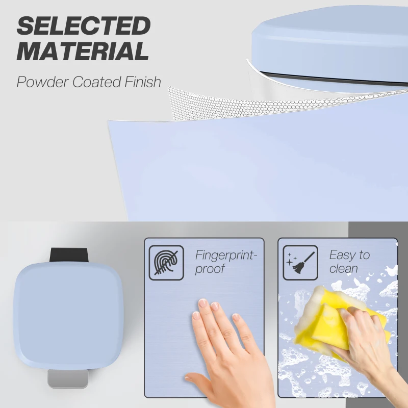 HOMCOM 20L Modern Boxy Metal Home Kitchen Bin - Light Blue