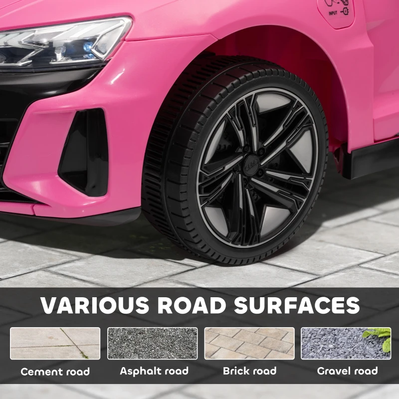 HOMCOM Audi Licensed 12V Kids Electric Ride-On, with Remote Control, Suspension System, Lights, Music, Motor - Pink