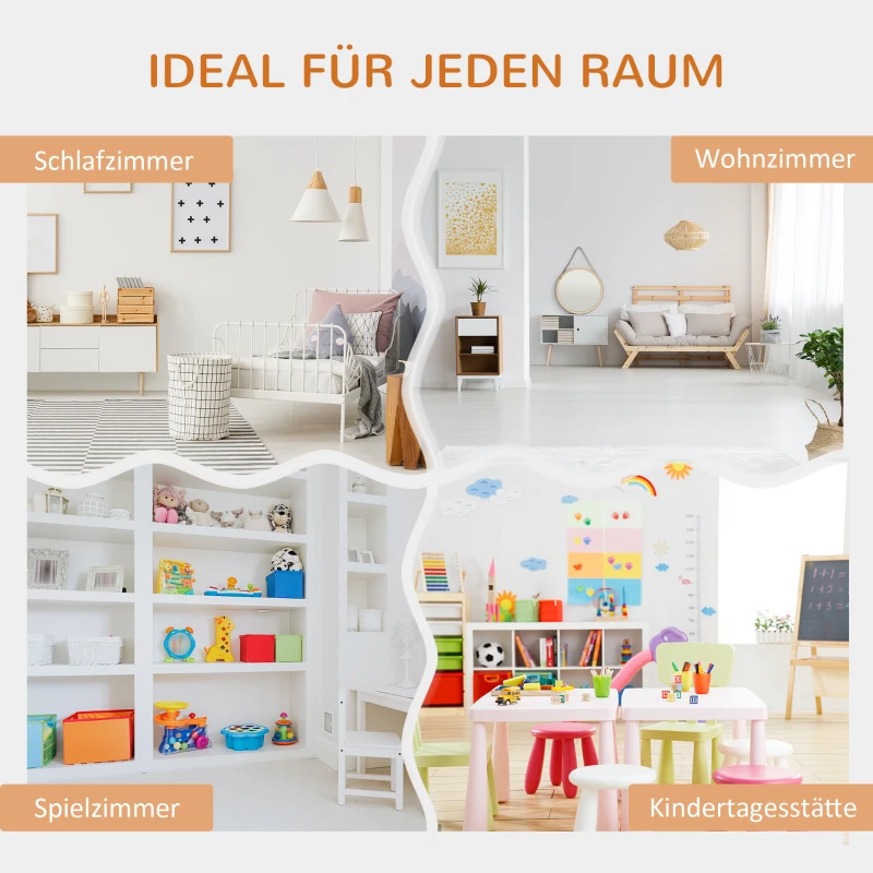 HOMCOM 2-in-1 Kinderrek + Speelbank incl. Kussens 103 cm × 30 cm × 62 cm Grijs + Naturel(m-6)