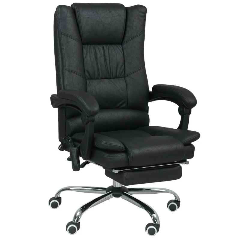 Vinsetto Chaise de massage de bureau avec fonction de massage, incl. repose-pieds, réglable en hauteur, 64 cm x 70 cm x 118 cm, Noir