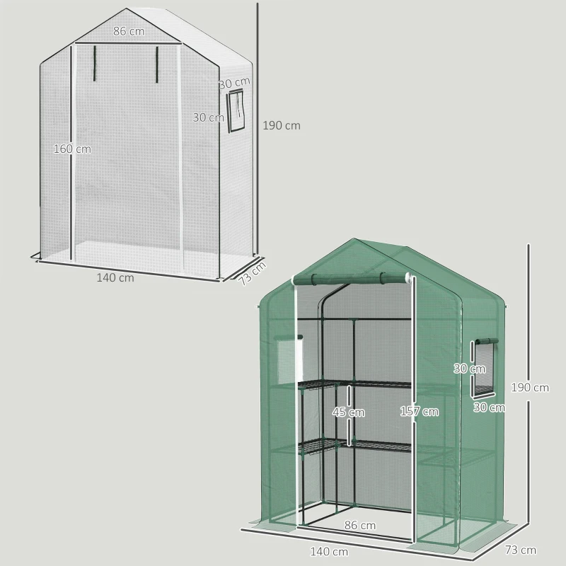 Outsunny Serre de jardin et bâche de remplacement avec porte, fenêtres et étagères bâche 135 g/m² pour légumes, plantes, fleurs