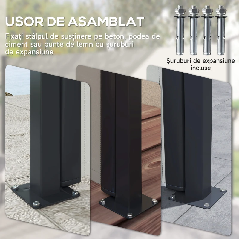 Outsunny Paravan Lateral UV30 400×160 cm Gri