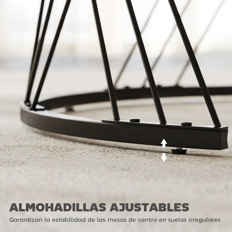 HOMCOM Juego de 2 Mesas Nido Mesas de Centro para Salón Redondas con Tablero con Diseño de Mármol Gris y Blanco