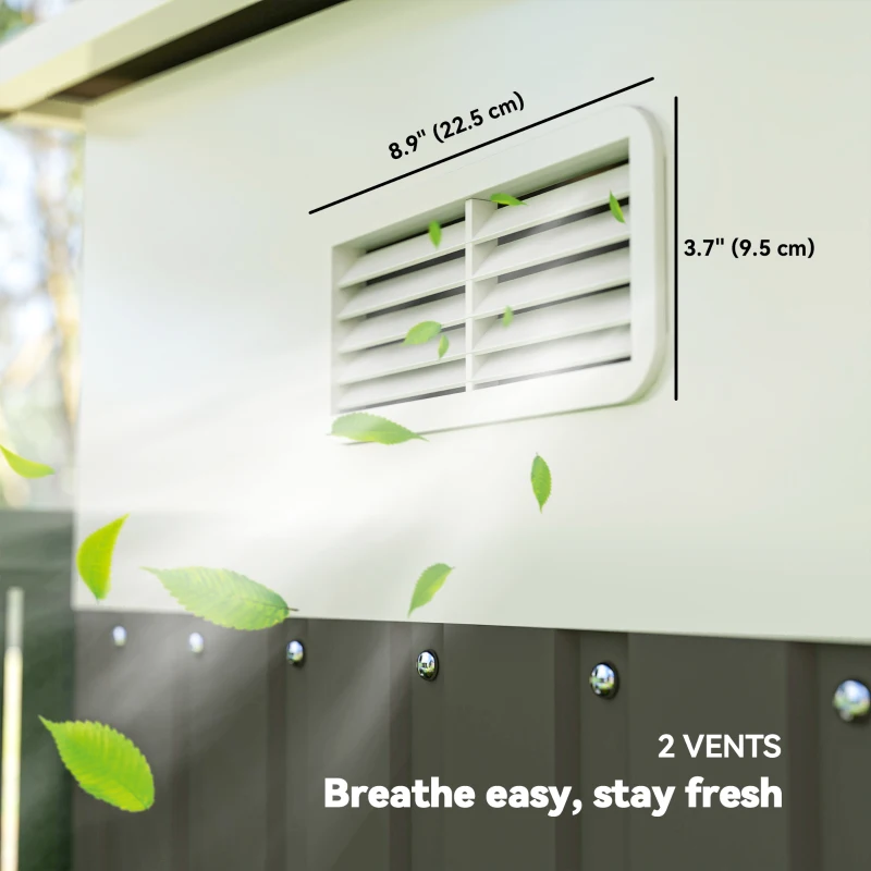 Outsunny Metalen Tuinschuur Metaal, Met Dubbele Vergrendelbare Deuren, 2,8x3,45x2,01m, Grijs(m-9)