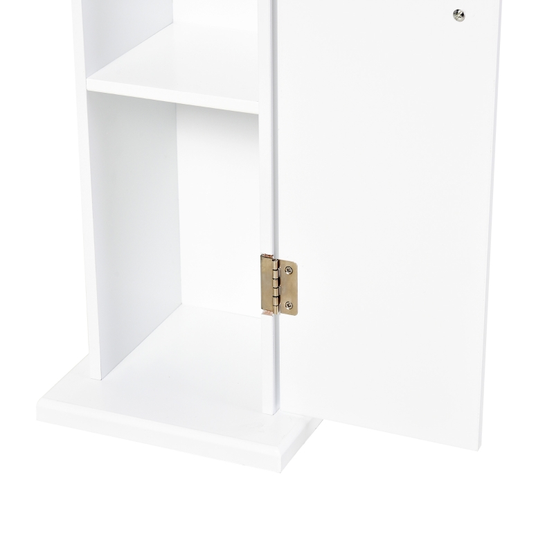 HOMCOM Mobile da Bagno Stretto con Apertura per Carta Igienica e Ripiani Stile Moderno 19,5x19,5x65 cm Bianco