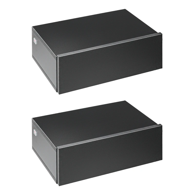 HOMCOM Set 2 Noptiere Suspendate pentru Dormitor, Noptiere Moderne din Lemn cu Fixare pe Perete, 40x30x15cm, Negru