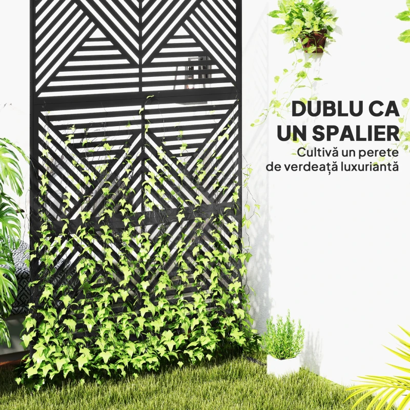Outsunny Separator Divizor de Exterior și Spalier pentru Plante 122x45x198cm Negru