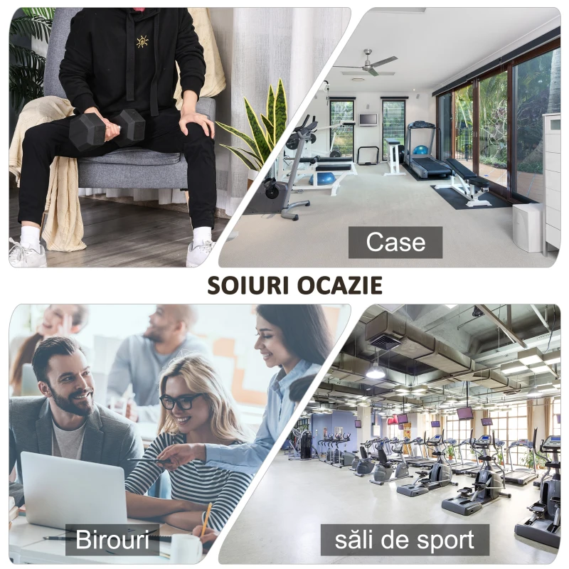 HOMCOM Ganteră de 12.5 kg Hexagonală Unică cu Mâner Antiderapant Negru