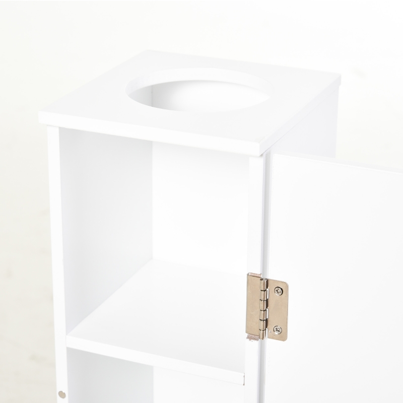HOMCOM Mueble de Baño Estrecho con Orificio para Papel Higiénico y Estantes Estilo Moderno 19,5x19,5x65 cm Blanco