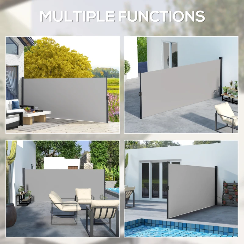 Outsunny 400 x x 160cm Retractable Side Awning - Light Grey