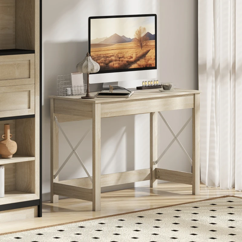 HOMCOM Scrivania Moderna Scrivania Scrivania per Computer Facile da Montare per Ufficio Studio 105x50x76 cm Naturale