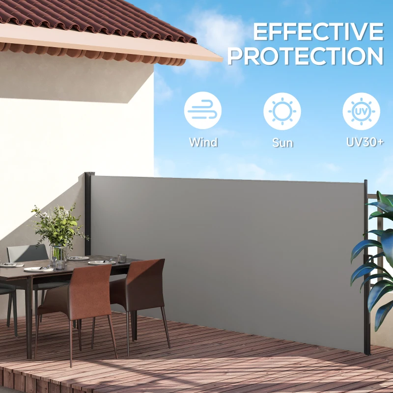 Outsunny 400 x x 160cm Retractable Side Awning - Light Grey