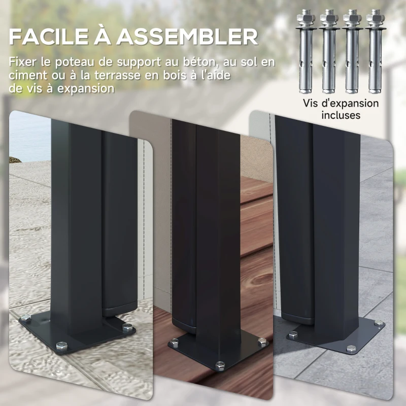 Outsunny Store latéral Brise-Vue paravent rétractable dim. 4L x 1,60H m alu. Polyester Anti-UV Haute densité 180 g/m² Gris