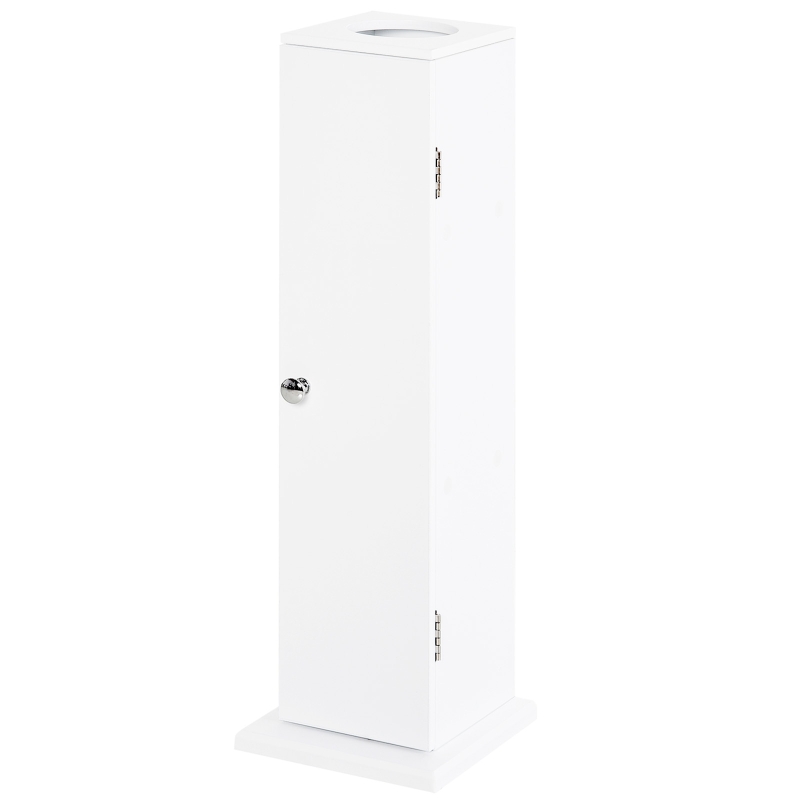 HOMCOM Mueble de Baño Estrecho con Orificio para Papel Higiénico y Estantes Estilo Moderno 19,5x19,5x65 cm Blanco