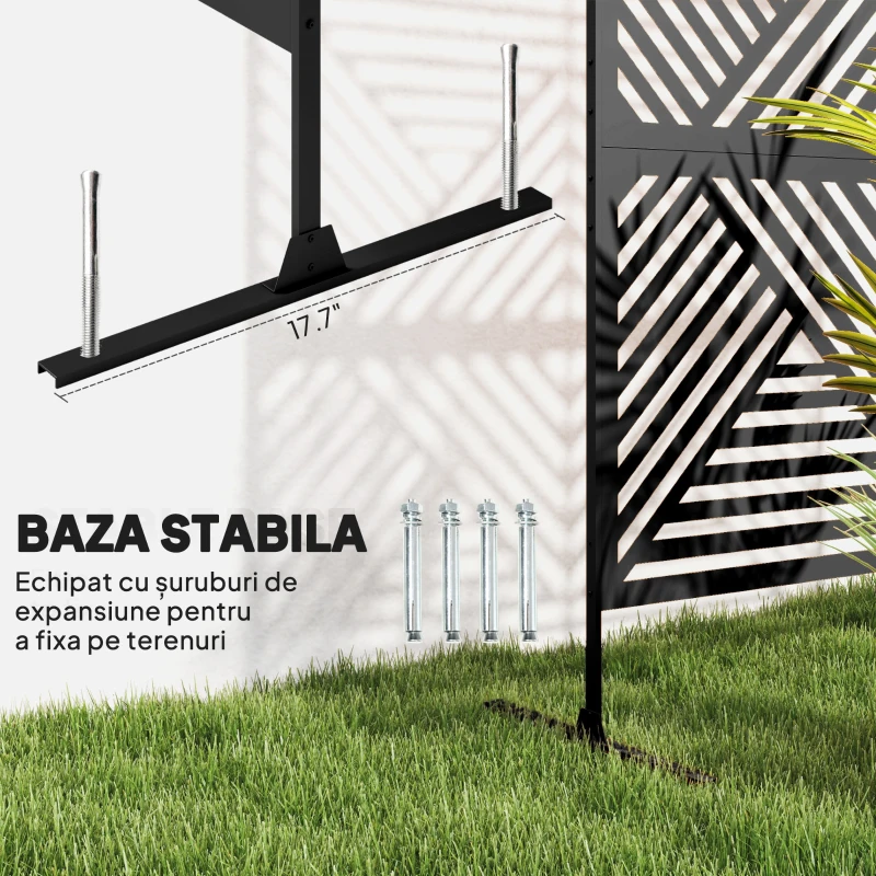 Outsunny Separator Divizor de Exterior și Spalier pentru Plante 122x45x198cm Negru