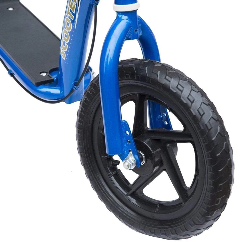 HOMCOM Patinete para Niños de 5-12 Años Scooter de 2 Ruedas Grandes de 12 Pulgadas con Freno y Manillar Ajustable en Altura Carga Máx. 50 kg 120x52x80-88 cm Azul