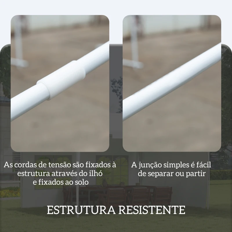 Outsunny Tenda de Jardim 395x295x255 cm  Tenda de Exterior com 2 Paredes Laterais 2 Janelas Anti-UV para Pátio Varanda Branco