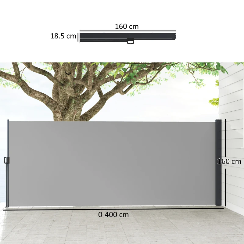 Outsunny Paravan Lateral UV30 400×160 cm Gri