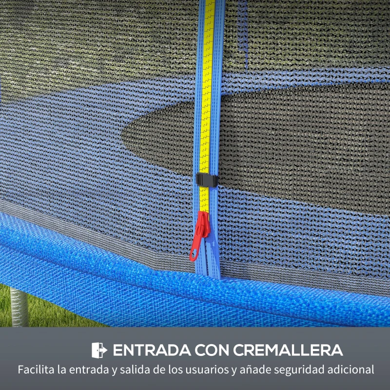 SPORTNOW Red de Trampolín Redondo Ø244 cm para Exterior con Anti-UV y Puerta con Cremallera para 6 Postes Rectos Azul