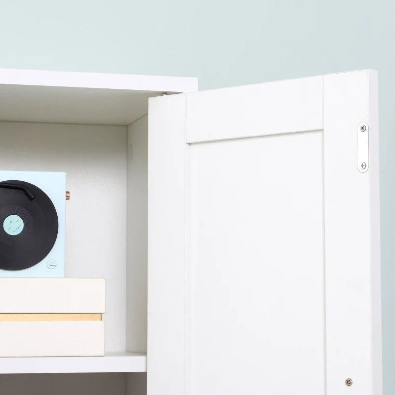 kleankin Meuble colonne de salle de bain armoire haute 2 placards 6 niches étagères réglables 30 x 28 x 180 cm blanc