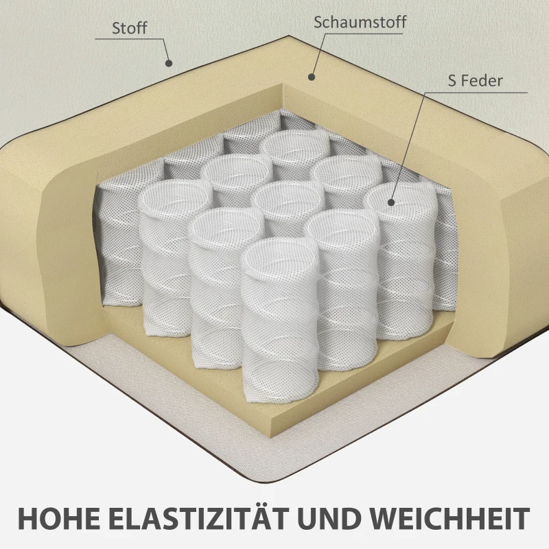 HOMCOM Fotel tapicerowany z podłokietnikami, nachylone oparcie, nogi z drewna kauczukowego, kremowy