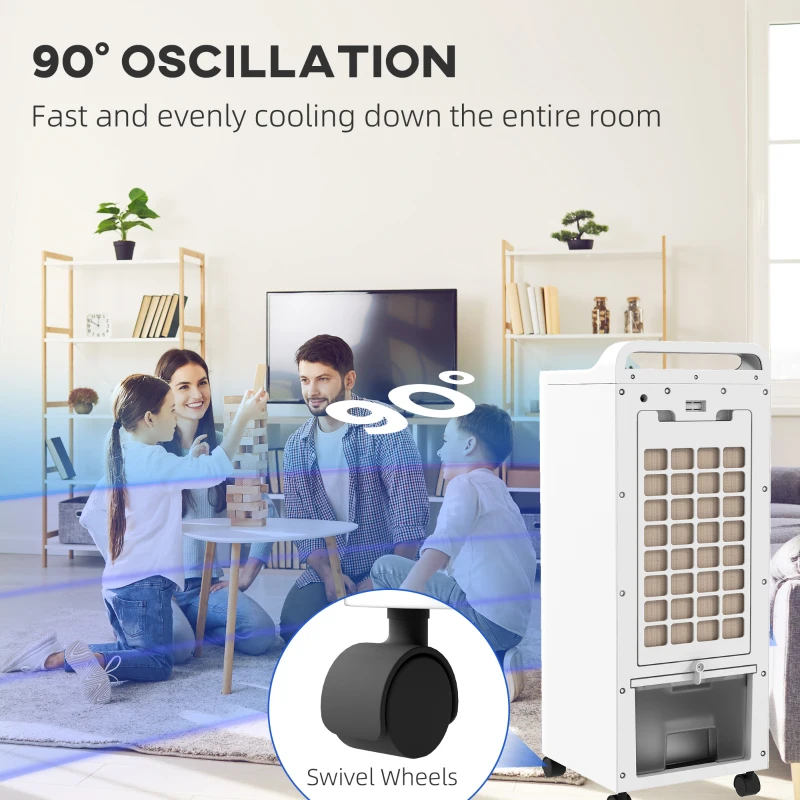 HOMCOM Three-Cool Air Conditioner, with Ice Pack and Remote - White