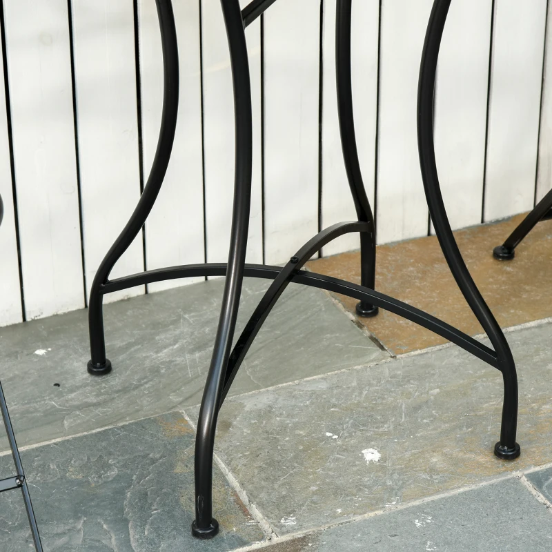 OUTSUNNY Garden Side Accent Table Coffee End Table Ceramic Tile Mosaic Design for Outdoor Indoor Patio Balcony Ф60 x 71cm