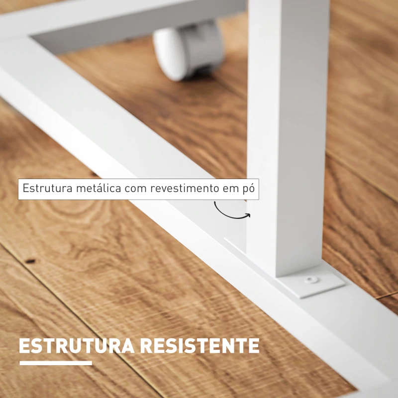 HOMCOM Mesa Auxiliar com Rodas Altura Ajustável Superfície Inclinável e Estrutura de Metal  57x40x67,5-101 cm Carvalho e Branco