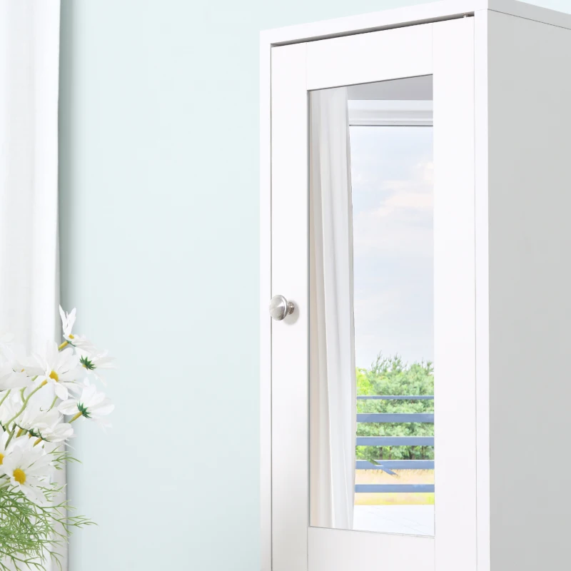 kleankin Meuble colonne de salle de bain armoire haute 2 placards 6 niches étagères réglables 30 x 28 x 180 cm blanc