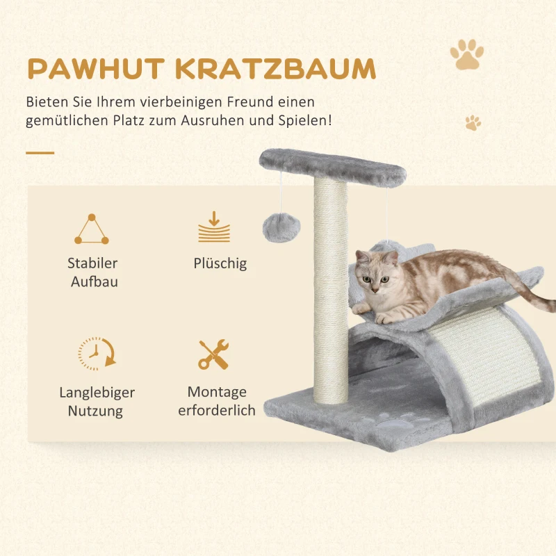 PawHut Kratzbaum klein Katzenkratzbaum Spielbaum Kratzstamm für Katzen mit Spielball Braun 40 x 30 x 43 cm