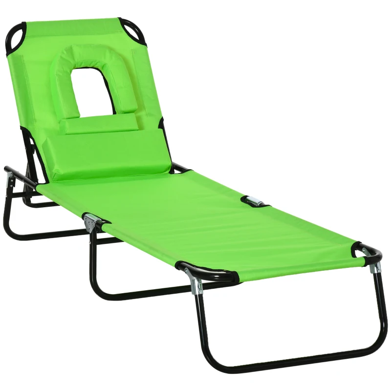 Outsunny Transat de Jardin Chaise Longue Pliante Bain de Soleil pour Lecture vert