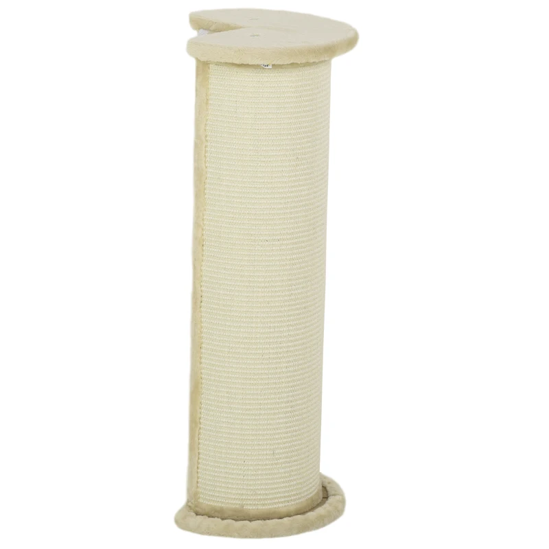 PawHut Kratzbrett für Katzen, Eckdesign, platzsparend, 35 cm x 35 cm x 85 cm, Cremeweiß