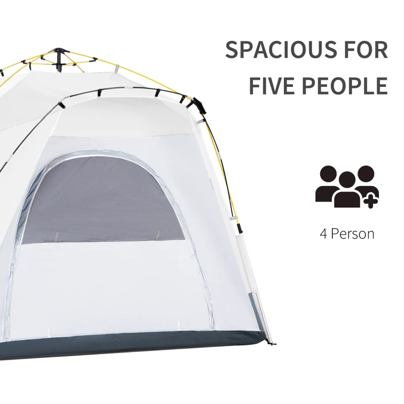 Outsunny Pop-up Koepeltent voor 4 Personen Licht, Stabiel, Waterdicht UV 50+ met Deur, Vensters, Bodemzeil(m-4)