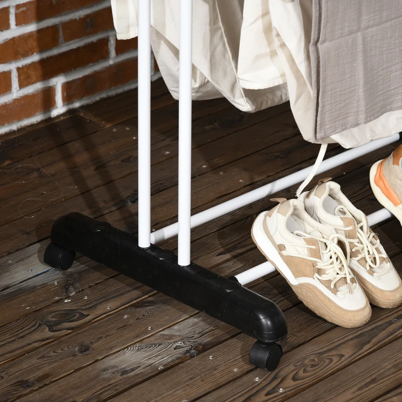 HOMCOM Foldable Clothes Drying Rack, 4-Tier Steel Garment Laundry Rack with Castors for Indoor and Outdoor Use, Black