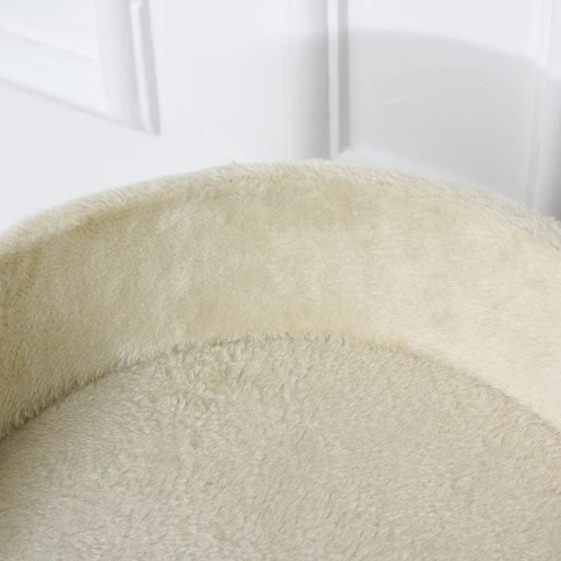 PawHut Kratzbaum Katzenbett Katzenkorb, inkl. Spielball, 40 cm x 40  cm x 49cm, Natur + Cremeweiß