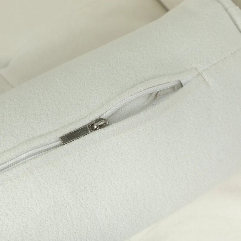 HOMCOM Poltrona imbottita con braccioli, schienale inclinabile, gambe in gomma di legno, Crema