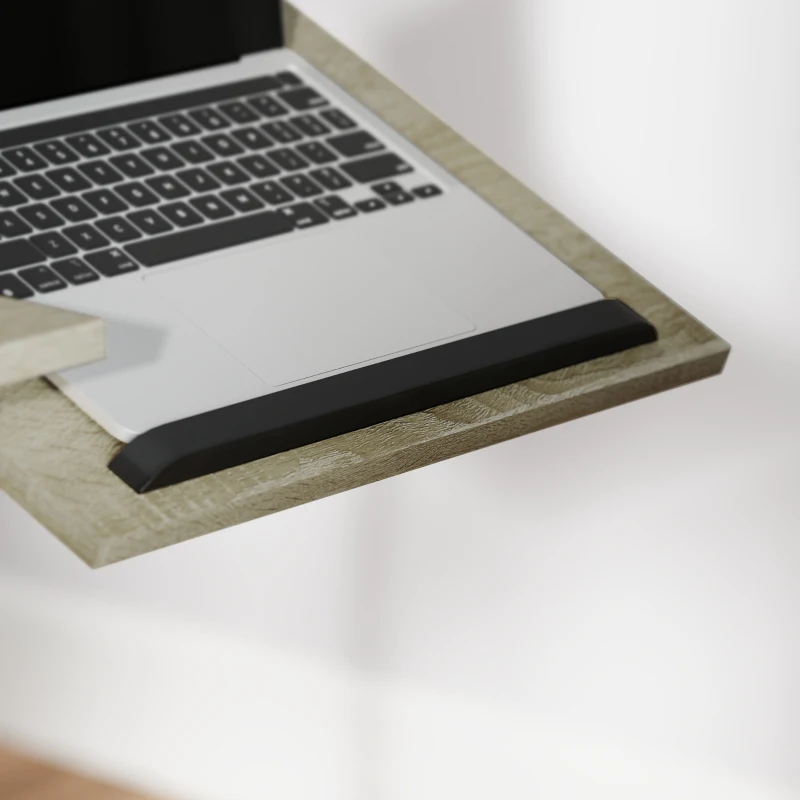 HOMCOM Mesa Auxiliar com Rodas Altura Ajustável Superfície Inclinável e Estrutura de Metal  57x40x67,5-101 cm Carvalho e Branco