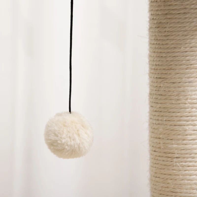 PawHut Kratzbaum Rattan 95 cm Höhe 3-Stufiger Katzenbaum mit Platform, Katzenbett, Kletterbaum mit Katzenhöhle Sisalstämmen Spielbälle Katzenmöbel Sisal Natur+Beige