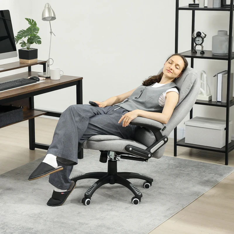 Vinsetto Fauteuil de bureau massant et chauffant chaise de bureau avec hauteur réglable dossier inclinable et télécommande gris
