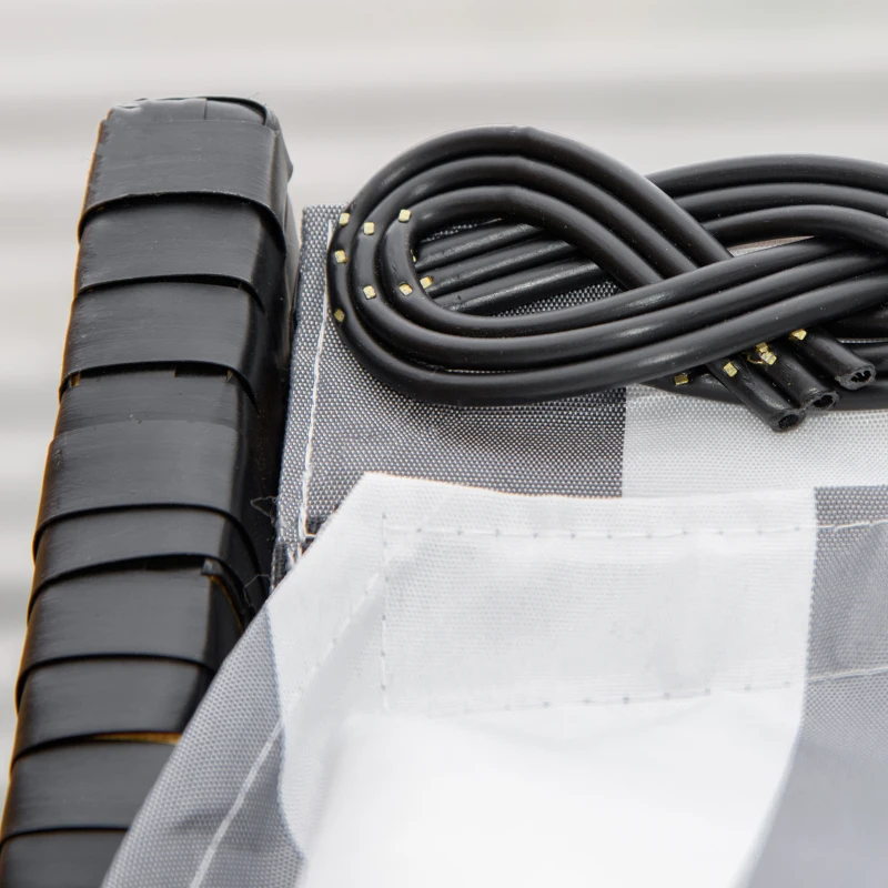 Outsunny strandstoel dubbele ligstoel met opklapbare daktafel grijs