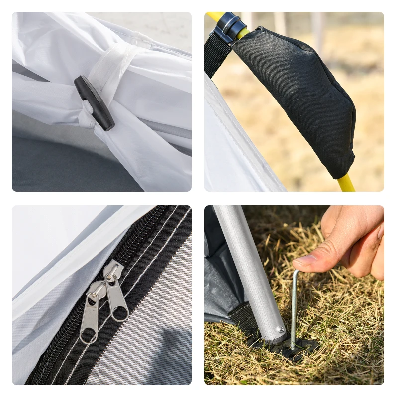 Outsunny Pop-up Koepeltent voor 4 Personen Licht, Stabiel, Waterdicht UV 50+ met Deur, Vensters, Bodemzeil(m-7)