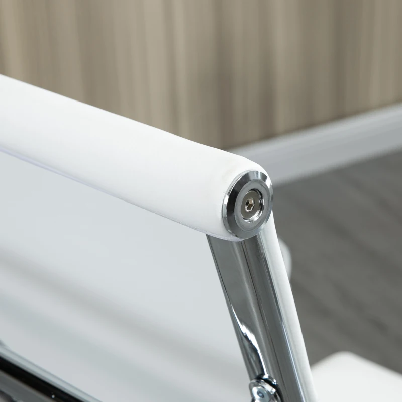 Vinsetto Sedia da Ufficio Ergonomica in Finta Pelle, Seduta Girevole e Dondolo, 54x62x104-114 cm, Bianco