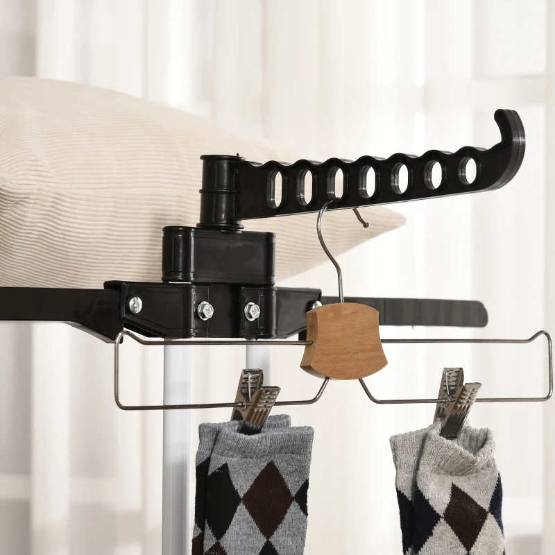 HOMCOM Foldable Clothes Drying Rack, 4-Tier Steel Garment Laundry Rack with Castors for Indoor and Outdoor Use, Black