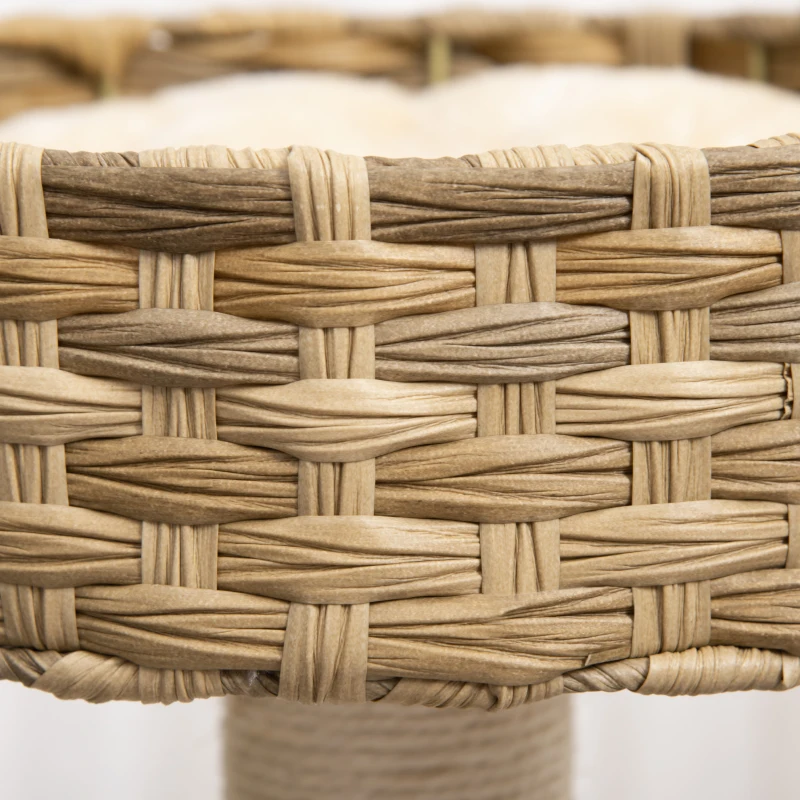 PawHut Kratzbaum Rattan 95 cm Höhe 3-Stufiger Katzenbaum mit Platform, Katzenbett, Kletterbaum mit Katzenhöhle Sisalstämmen Spielbälle Katzenmöbel Sisal Natur+Beige