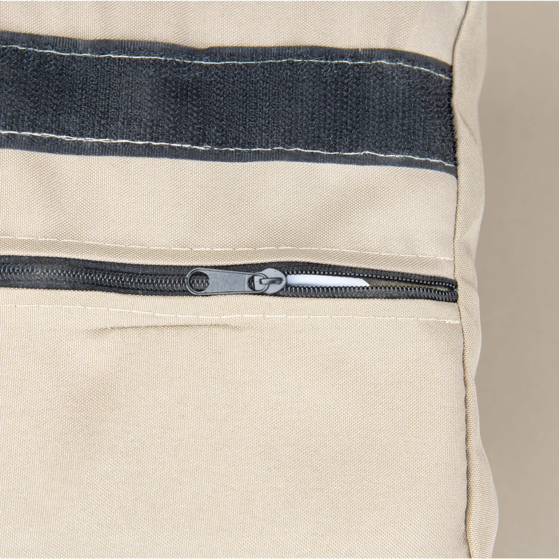 Outsunny strandstoel 3-zits ligbed met dak 2 klaptafels voetenbank chaise longue 5-traps rugleuning XXL polyrotan naturel 150 x 79 x 160 cm