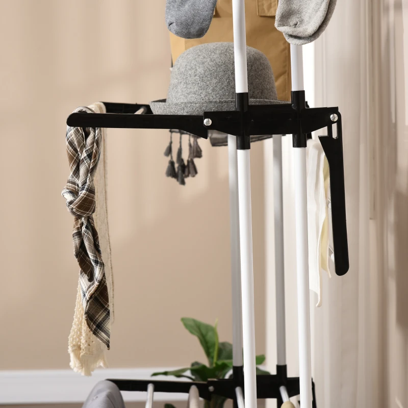 HOMCOM Foldable Clothes Drying Rack, 4-Tier Steel Garment Laundry Rack with Castors for Indoor and Outdoor Use, Black