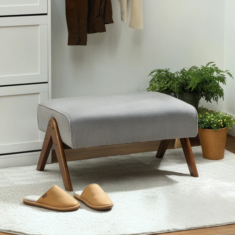 HOMCOM Poggiapiedi da Soggiorno Sgabello Basso con Seduta Imbottita Gambe in Legno per Salotto Camera da Letto 69x47x36 cm Grigio